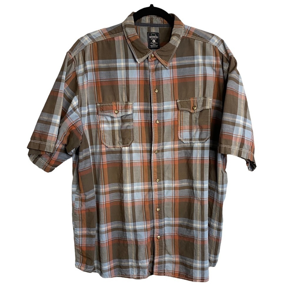 RedHead Brown Plaid Western Shirt - Size XL